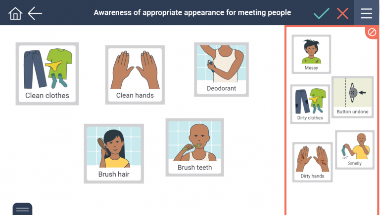 Sorting appropriate and inappropriate hygiene and grooming